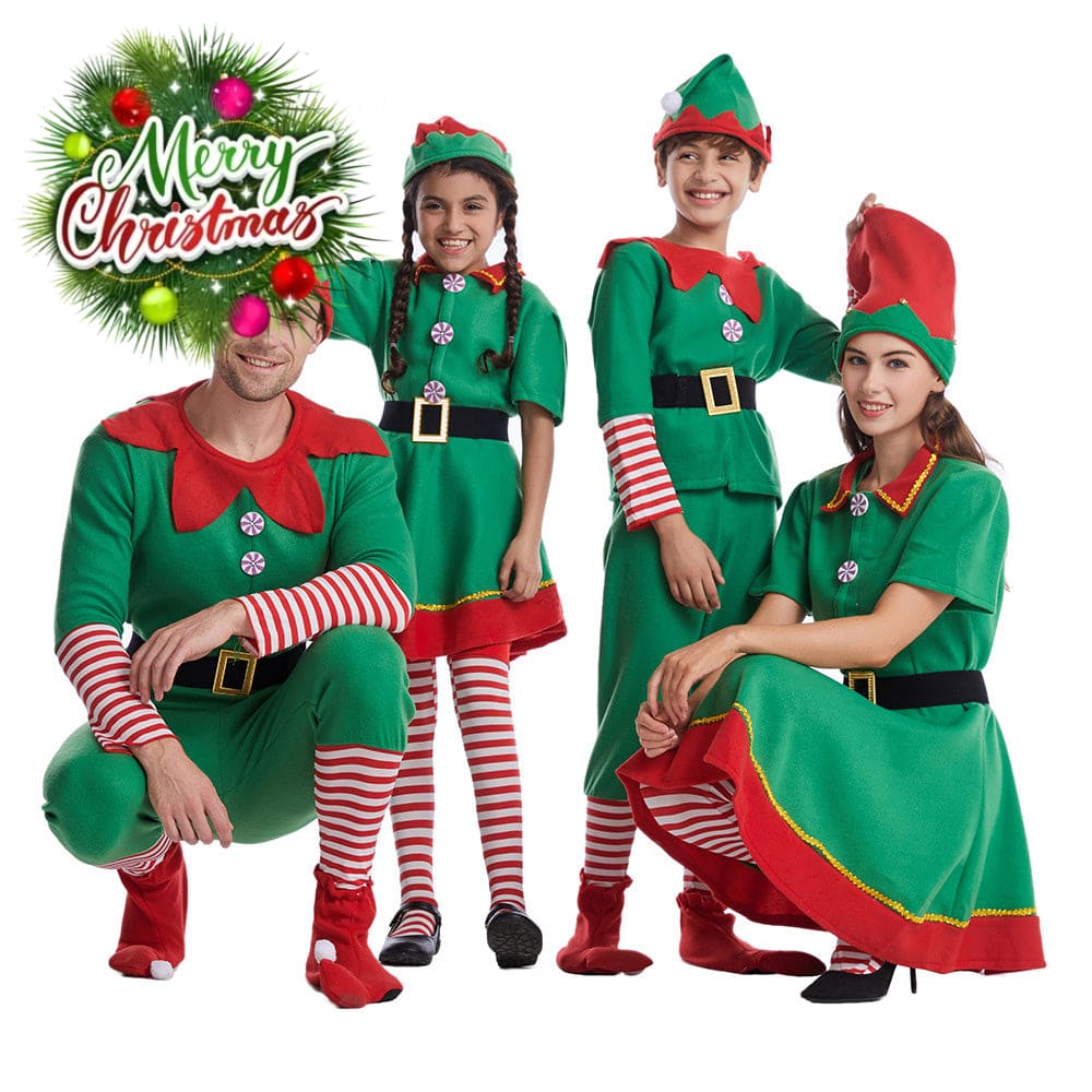 【In Stock】Christmas Cosplay Christmas Elf Costume Family Edition Costumes