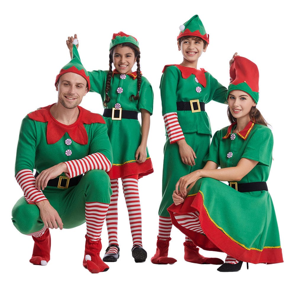【In Stock】Christmas Cosplay Christmas Elf Costume Family Edition Costumes