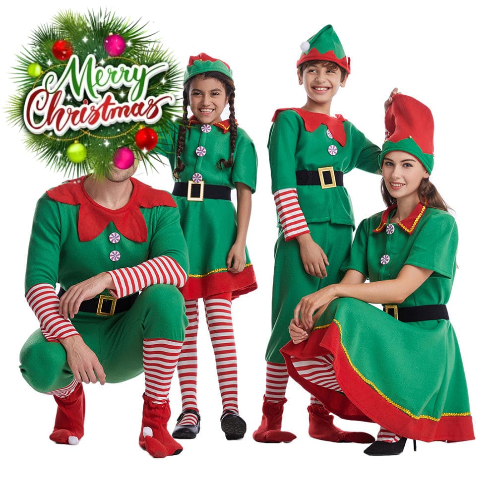 【In Stock】Christmas Cosplay Christmas Elf Costume Family Edition Costumes