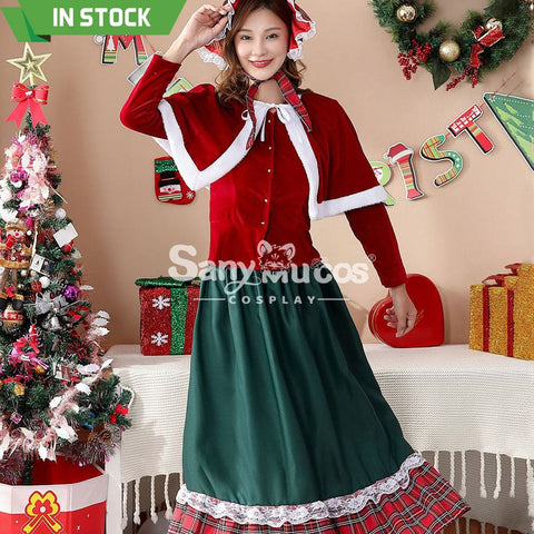 【In Stock】Christmas Cosplay Green Christmas Dress Costume Costumes