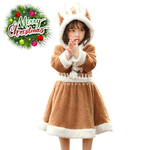 【In Stock】Christmas Cosplay Kid Size Christmas Reindeer Dress Costume Costumes