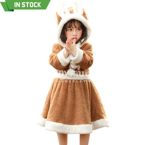 【In Stock】Christmas Cosplay Kid Size Christmas Reindeer Dress Costume Costumes