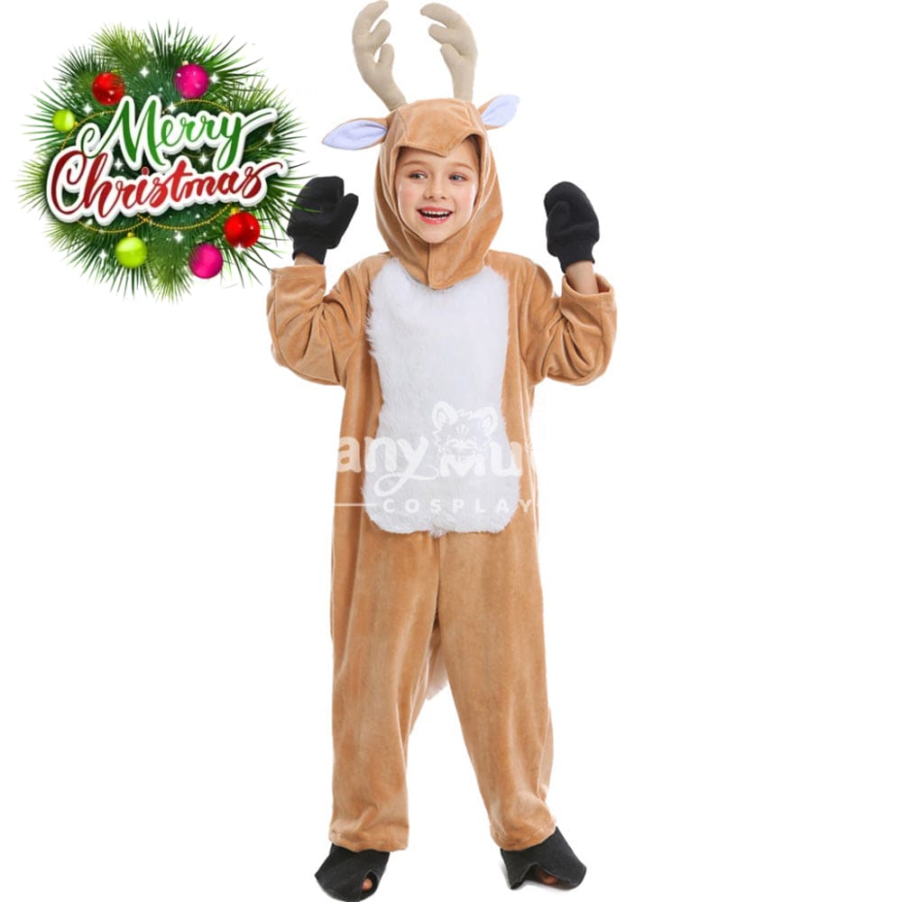 【In Stock】Christmas Cosplay Kid Size Christmas Reindeer Pajamas Costume First Edition Costumes