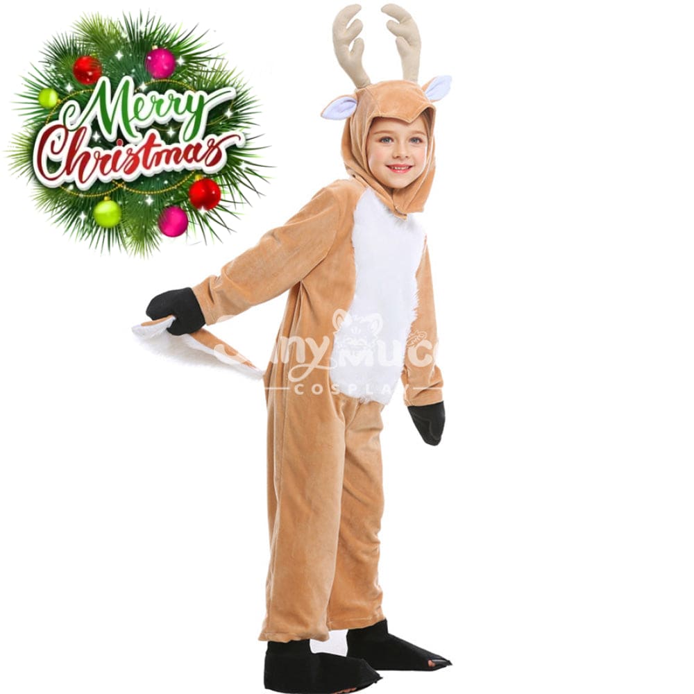 【In Stock】Christmas Cosplay Kid Size Christmas Reindeer Pajamas Costume First Edition Costumes