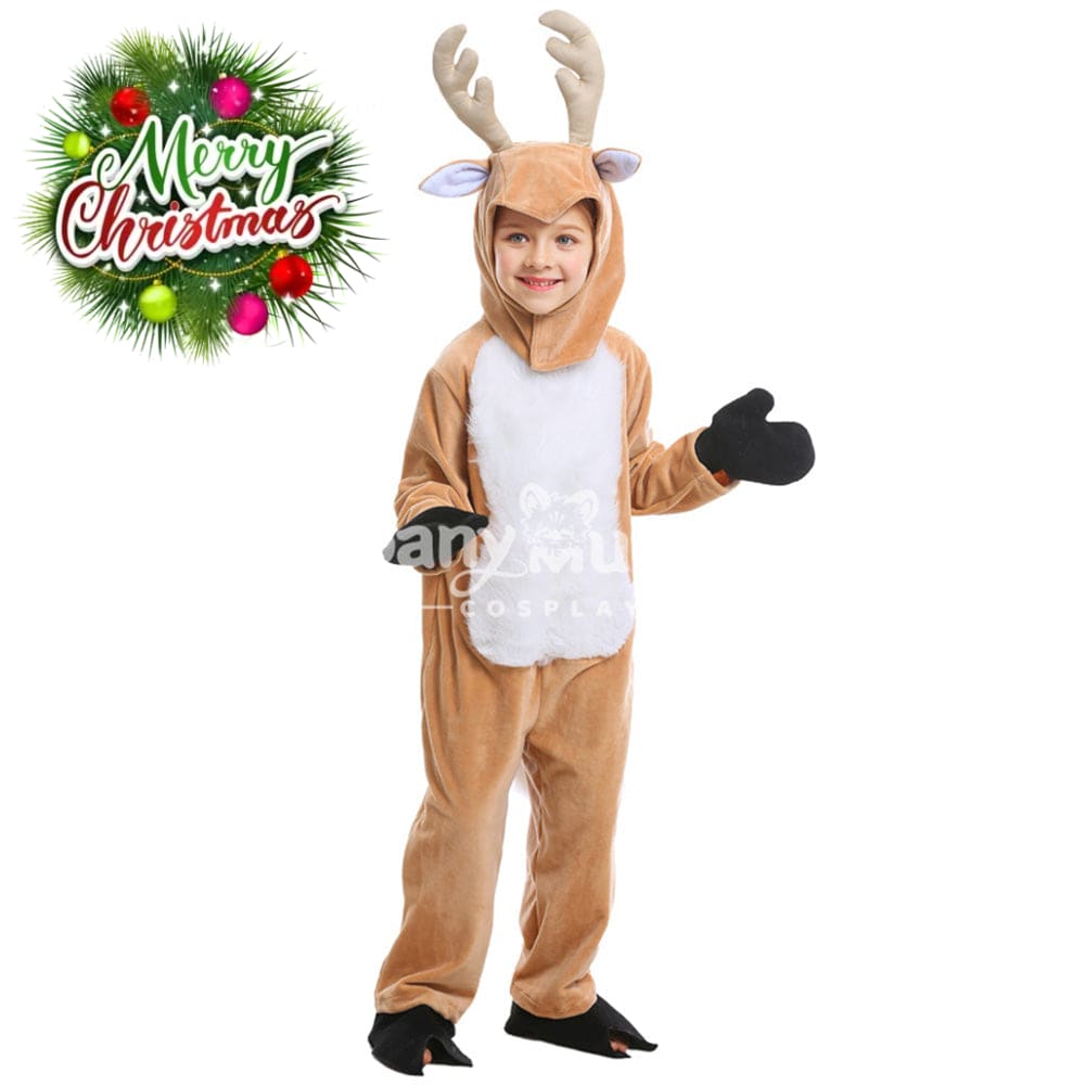 【In Stock】Christmas Cosplay Kid Size Christmas Reindeer Pajamas Costume First Edition Costumes