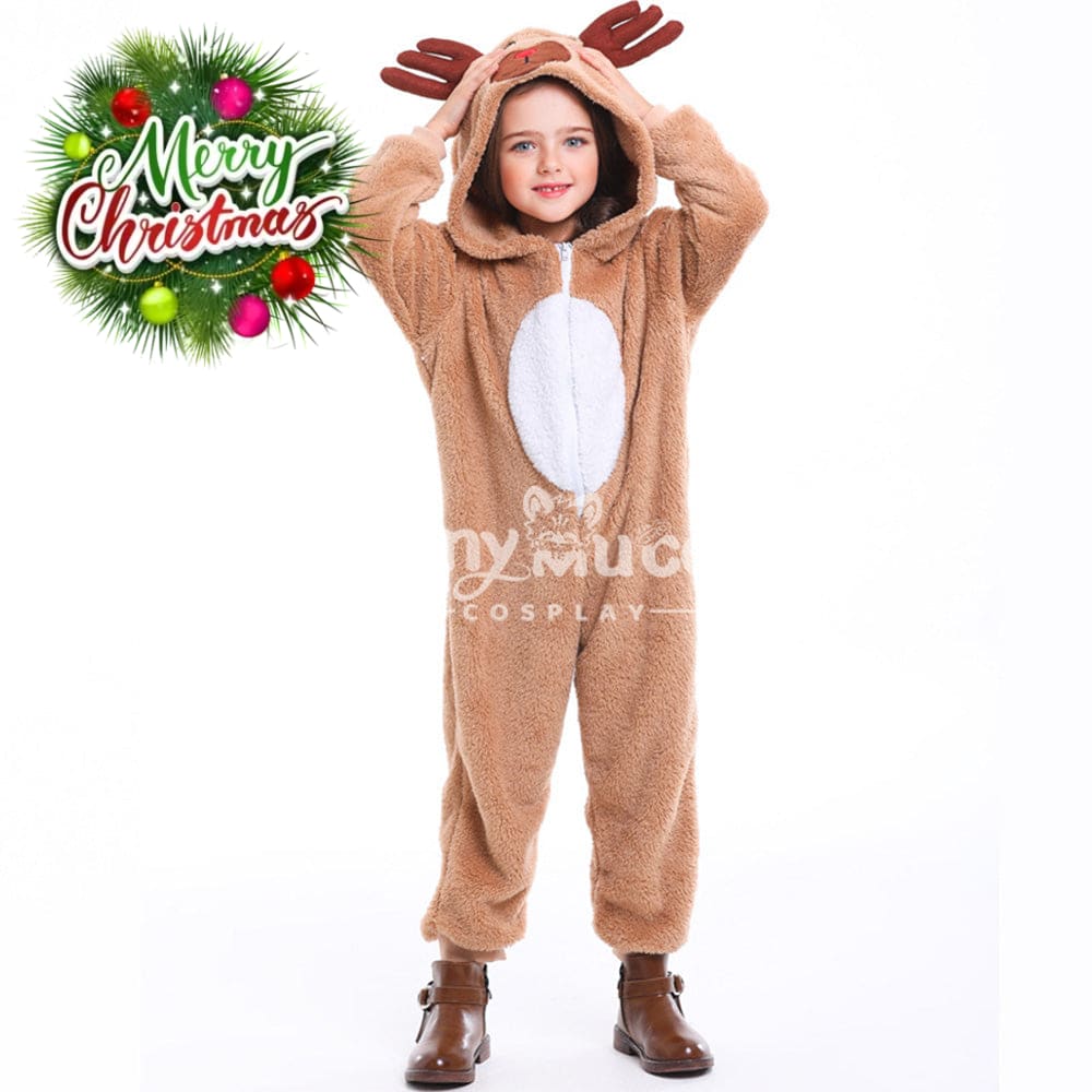 【In Stock】Christmas Cosplay Kid Size Christmas Reindeer Pajamas Costume Second Edition Costumes