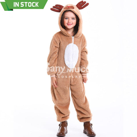 【In Stock】Christmas Cosplay Kid Size Christmas Reindeer Pajamas Costume Second Edition Costumes