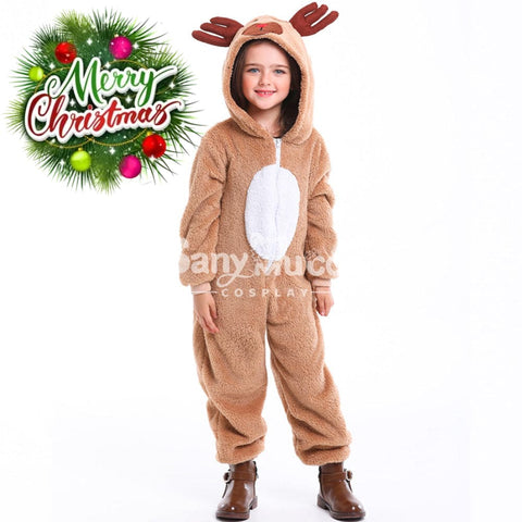 【In Stock】Christmas Cosplay Kid Size Christmas Reindeer Pajamas Costume Second Edition Costumes