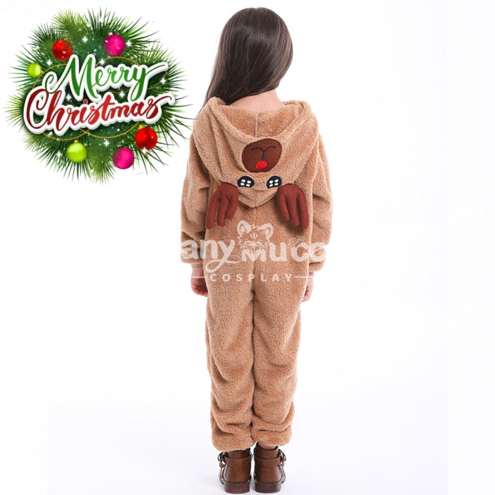 【In Stock】Christmas Cosplay Kid Size Christmas Reindeer Pajamas Costume Second Edition Costumes