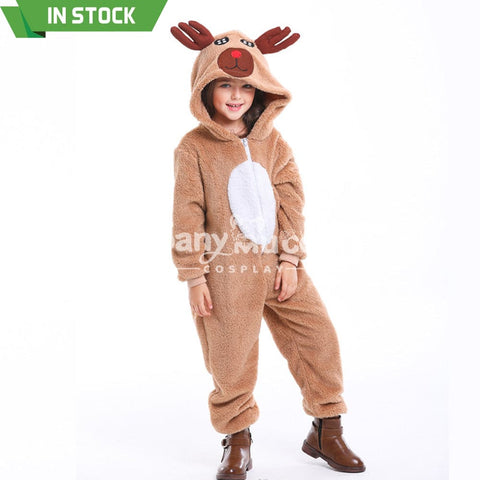 【In Stock】Christmas Cosplay Kid Size Christmas Reindeer Pajamas Costume Second Edition Costumes