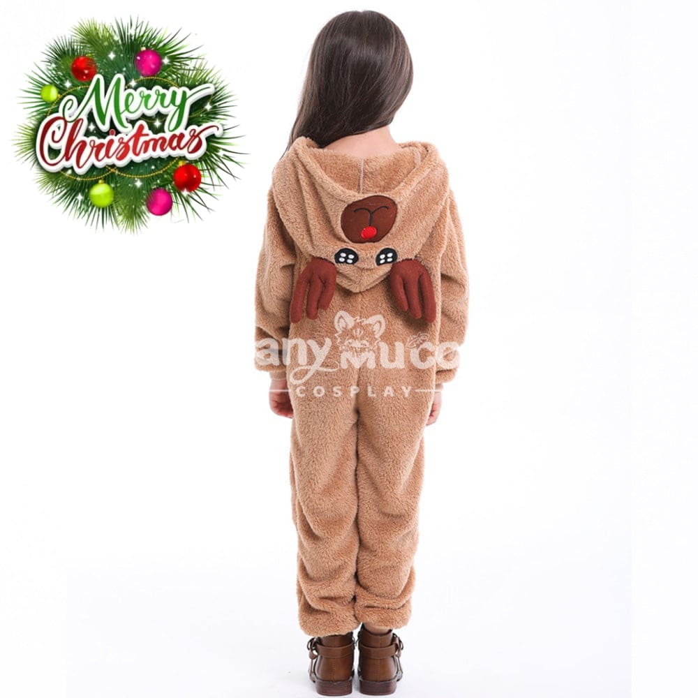 【In Stock】Christmas Cosplay Kid Size Christmas Reindeer Pajamas Costume Second Edition Costumes