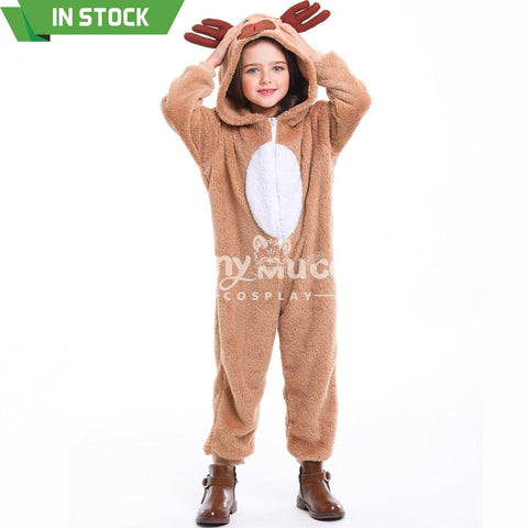 【In Stock】Christmas Cosplay Kid Size Christmas Reindeer Pajamas Costume Second Edition Costumes