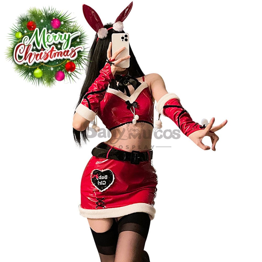 【In Stock】Christmas Cosplay Patent Leather Bunny Girl Suit Costume Costumes