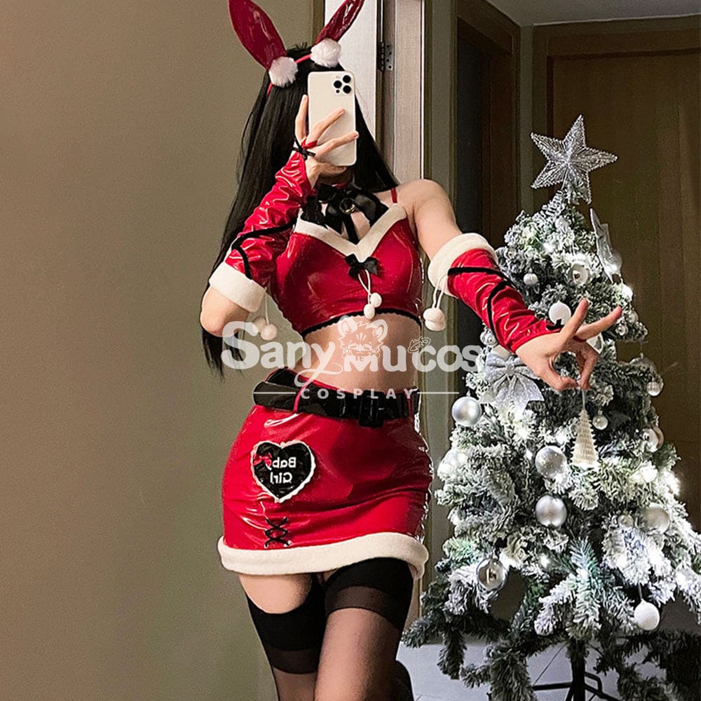 【In Stock】Christmas Cosplay Patent Leather Bunny Girl Suit Costume Costumes