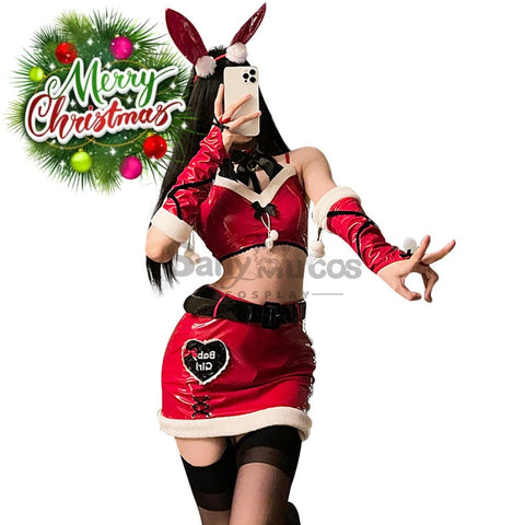 【In Stock】Christmas Cosplay Patent Leather Bunny Girl Suit Costume Costumes