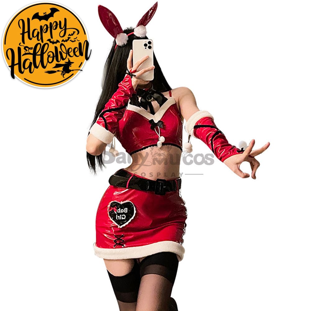 【In Stock】Christmas Cosplay Patent Leather Bunny Girl Suit Costume Costumes