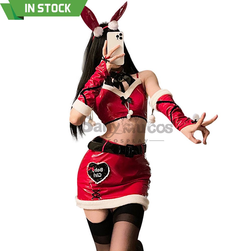 【In Stock】Christmas Cosplay Patent Leather Bunny Girl Suit Costume Costumes