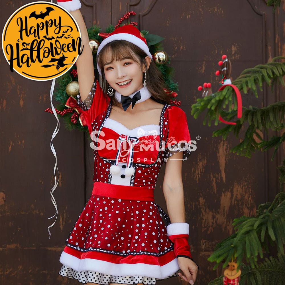 【In Stock】Christmas Cosplay Polka Dot Dress Costume Costumes