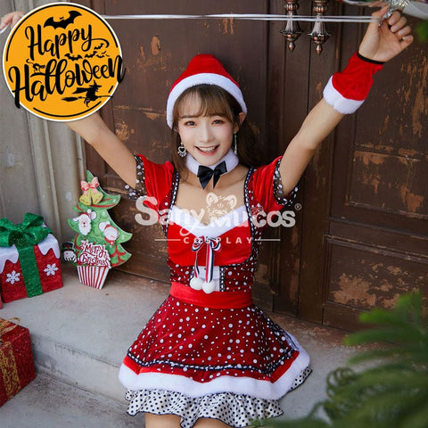 【In Stock】Christmas Cosplay Polka Dot Dress Costume Costumes