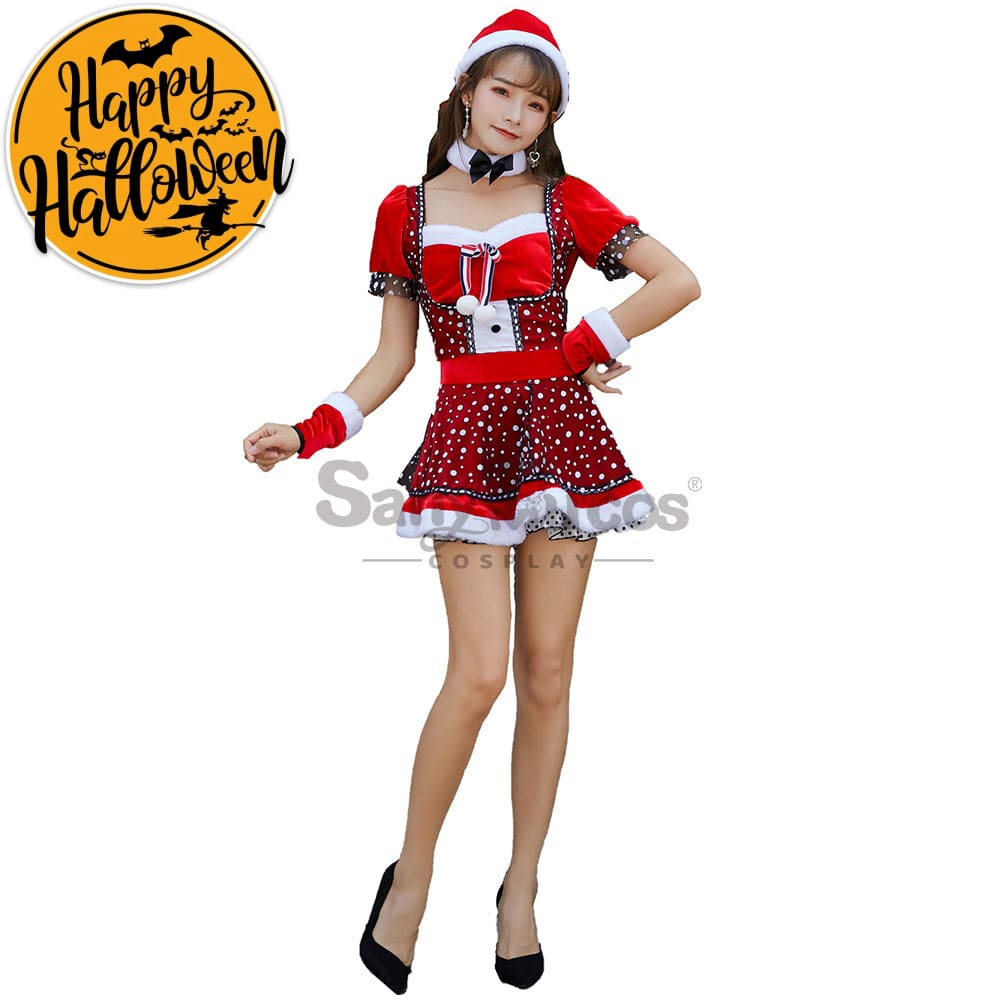 【In Stock】Christmas Cosplay Polka Dot Dress Costume Costumes