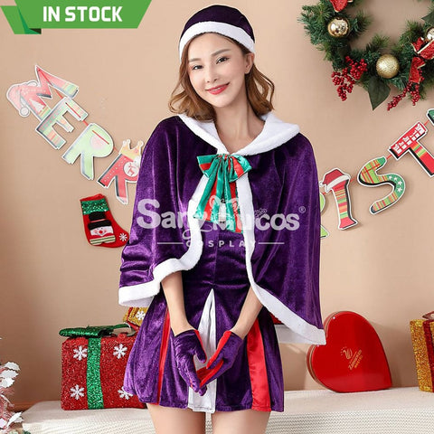 【In Stock】Christmas Cosplay Christmas Purple Dress Costume Costumes