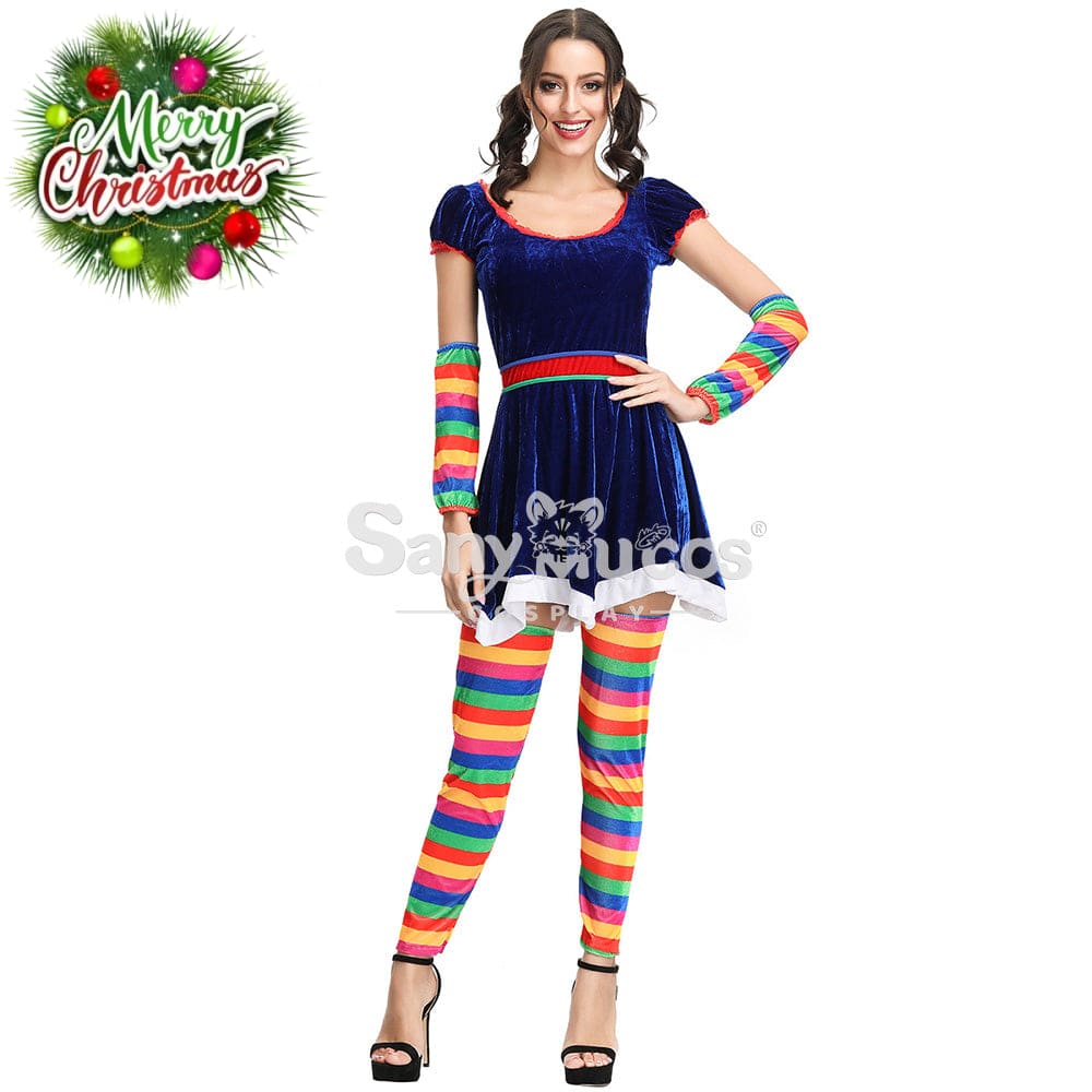 【In Stock】Christmas Cosplay Rainbow Christmas Dress Costume Costumes
