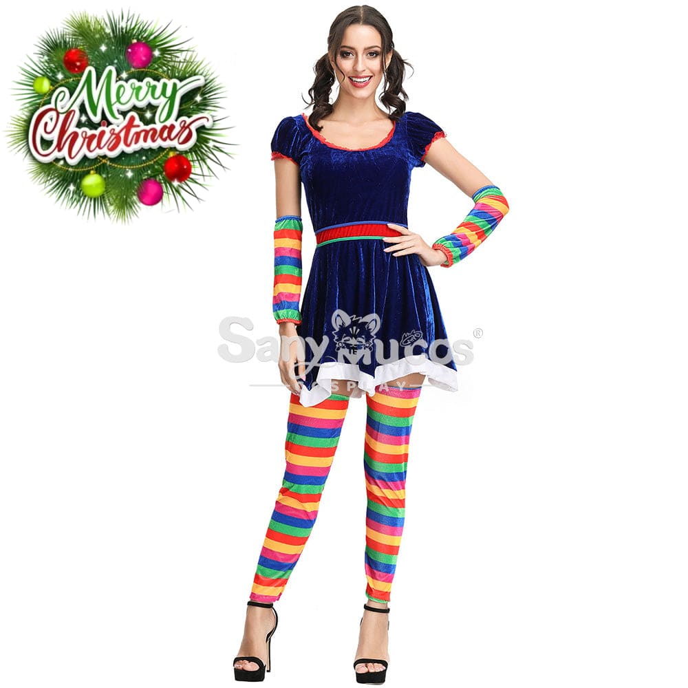 【In Stock】Christmas Cosplay Rainbow Christmas Dress Costume Costumes