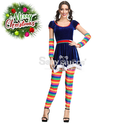【In Stock】Christmas Cosplay Rainbow Christmas Dress Costume Costumes