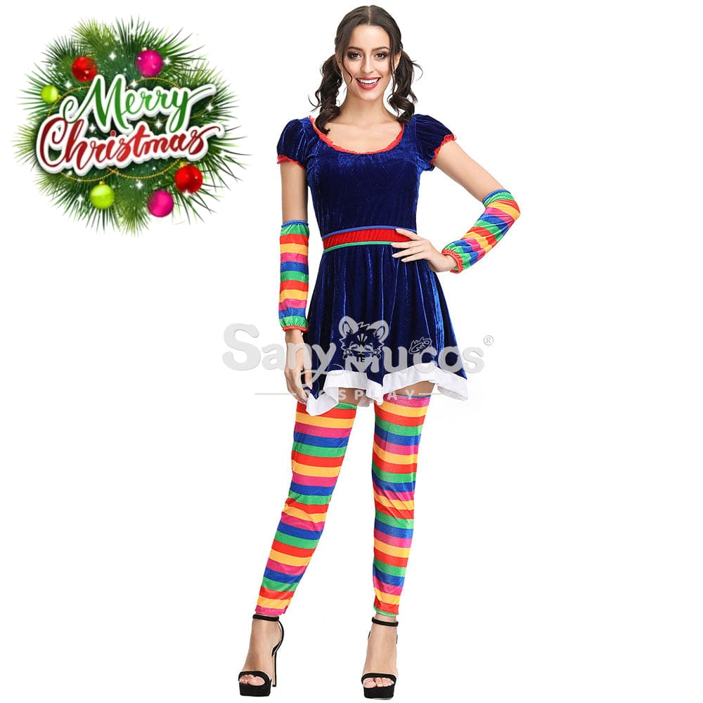 【In Stock】Christmas Cosplay Rainbow Christmas Dress Costume Costumes