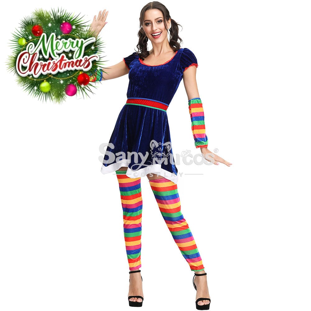 【In Stock】Christmas Cosplay Rainbow Christmas Dress Costume Costumes