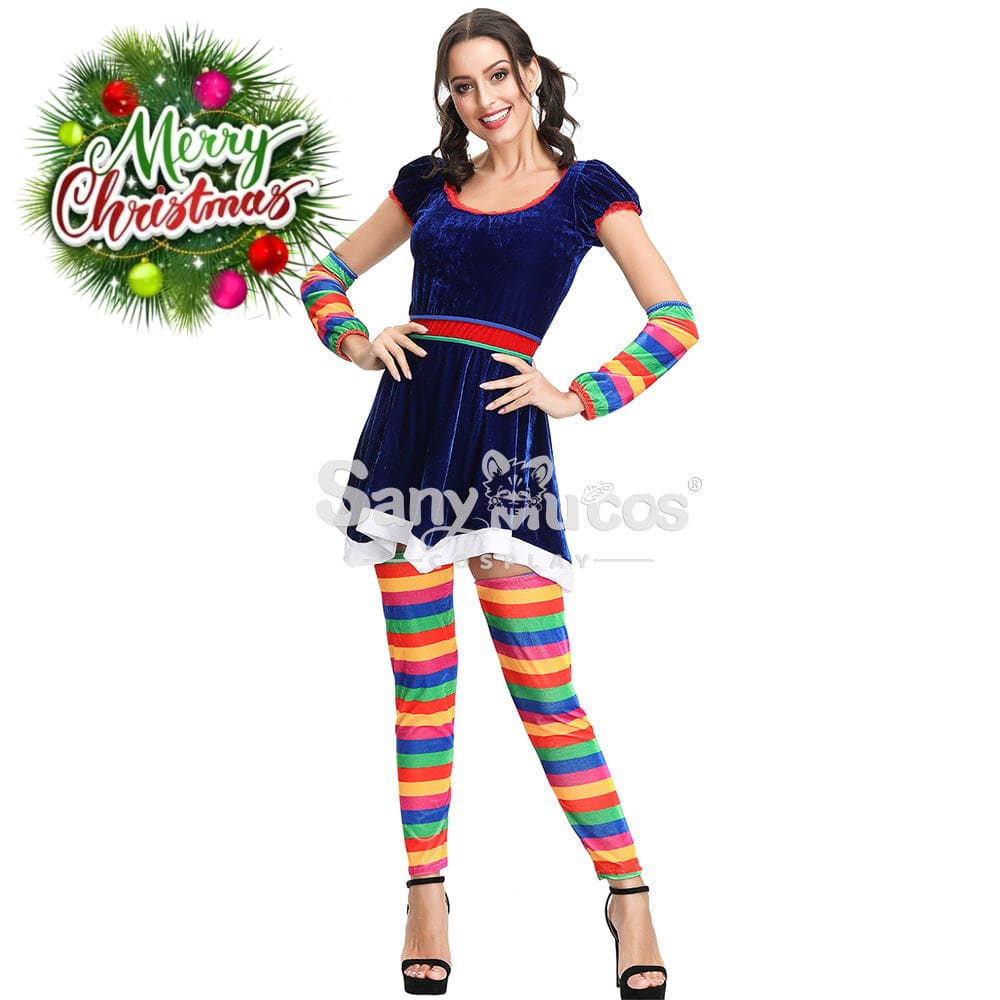 【In Stock】Christmas Cosplay Rainbow Christmas Dress Costume Costumes