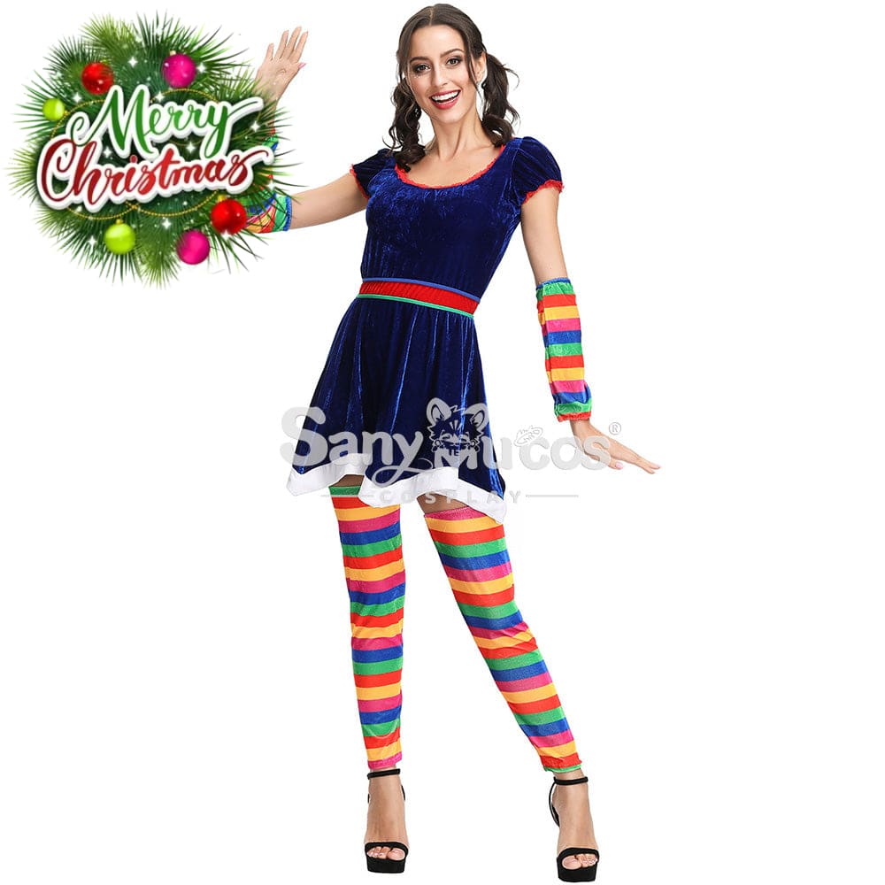 【In Stock】Christmas Cosplay Rainbow Christmas Dress Costume Costumes