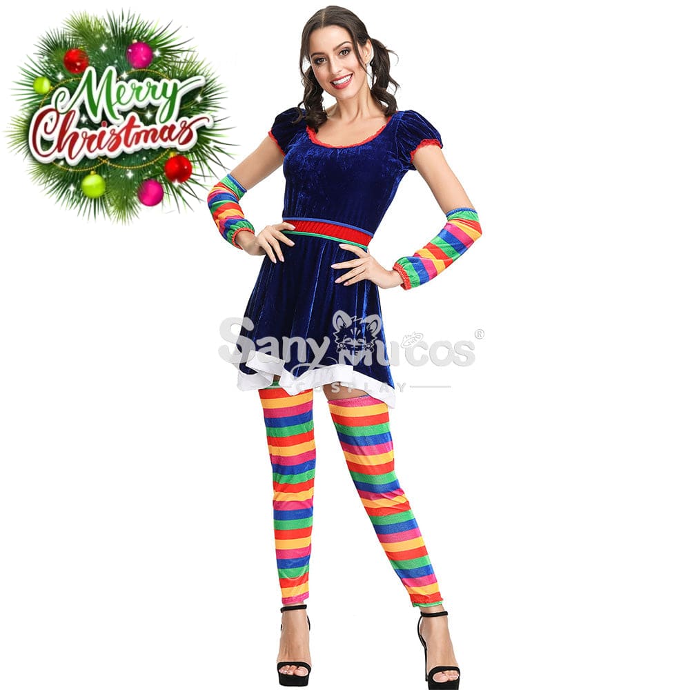 【In Stock】Christmas Cosplay Rainbow Christmas Dress Costume Costumes