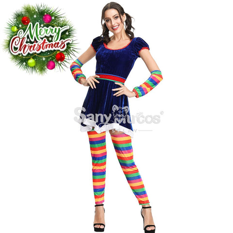 【In Stock】Christmas Cosplay Rainbow Christmas Dress Costume Costumes