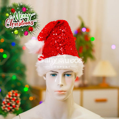 【In Stock】Christmas Cosplay Rhombus Sequins Santa Hat Props Prop