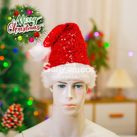 【In Stock】Christmas Cosplay Rhombus Sequins Santa Hat Props Prop