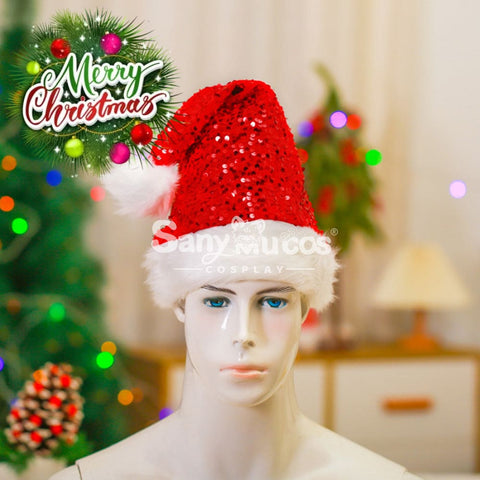 【In Stock】Christmas Cosplay Rhombus Sequins Santa Hat Props Prop