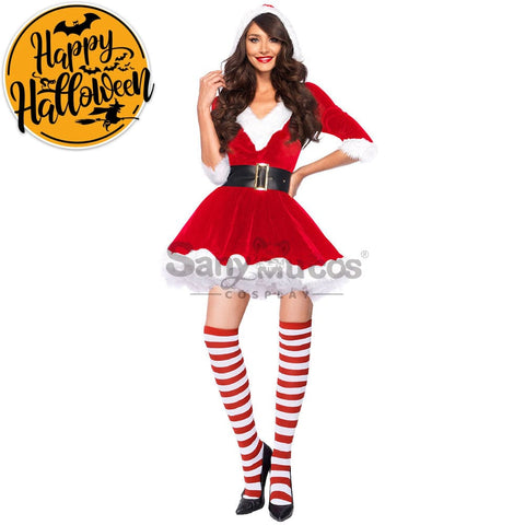 【In Stock】Christmas Cosplay V-Neck Dresses Costume Red / S Costumes