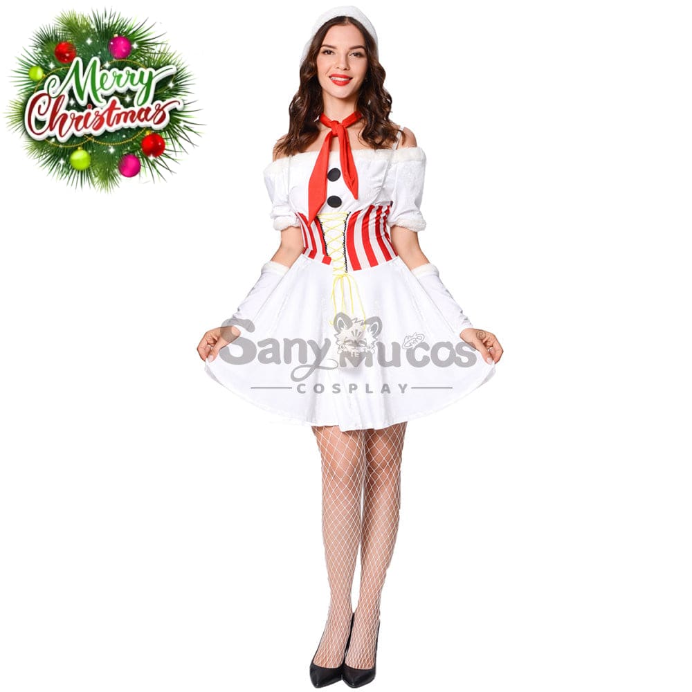 【In Stock】Christmas Cosplay White Christmas Dress Costume Costumes