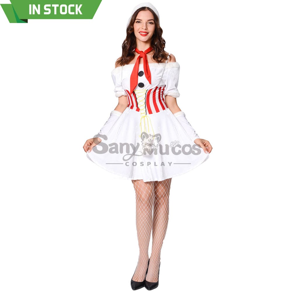 【In Stock】Christmas Cosplay White Christmas Dress Costume Costumes