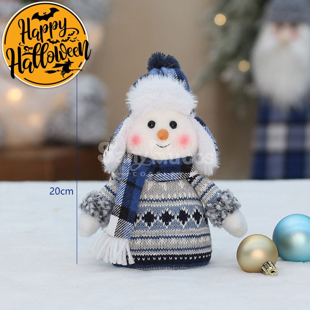 【In Stock】Christmas Decoration Blue Fabric Doll Cute Ski Snowman A Cosplay Prop