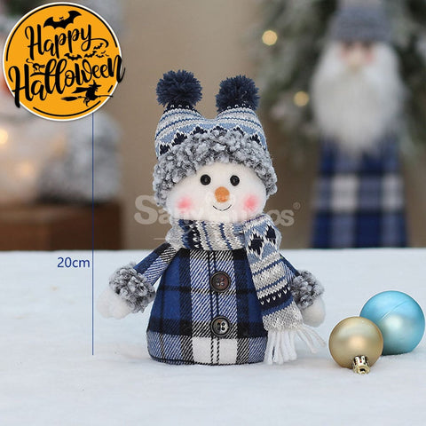 【In Stock】Christmas Decoration Blue Fabric Doll Cute Ski Snowman B Cosplay Prop