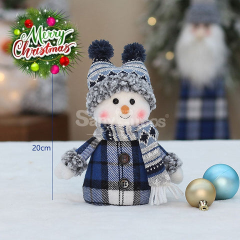 【In Stock】Christmas Decoration Blue Fabric Doll Cute Ski Snowman B Cosplay Prop