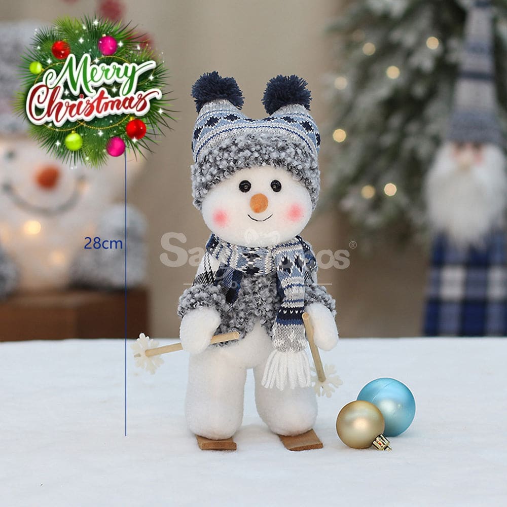 【In Stock】Christmas Decoration Blue Fabric Doll Cute Ski Snowman C Cosplay Prop