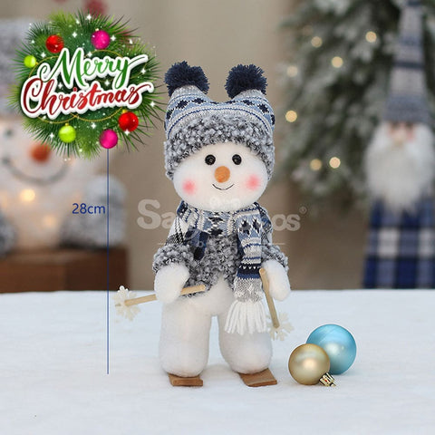 【In Stock】Christmas Decoration Blue Fabric Doll Cute Ski Snowman C Cosplay Prop