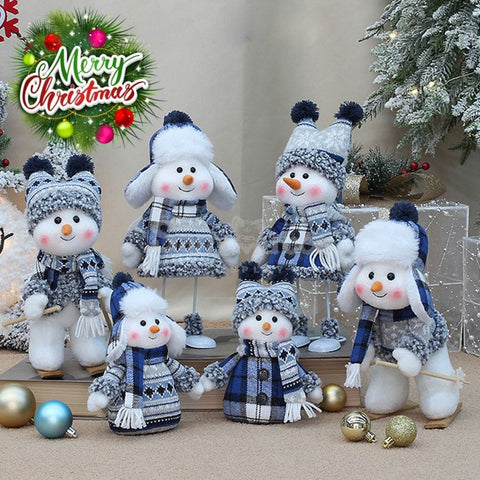 【In Stock】Christmas Decoration Blue Fabric Doll Cute Ski Snowman Cosplay Prop