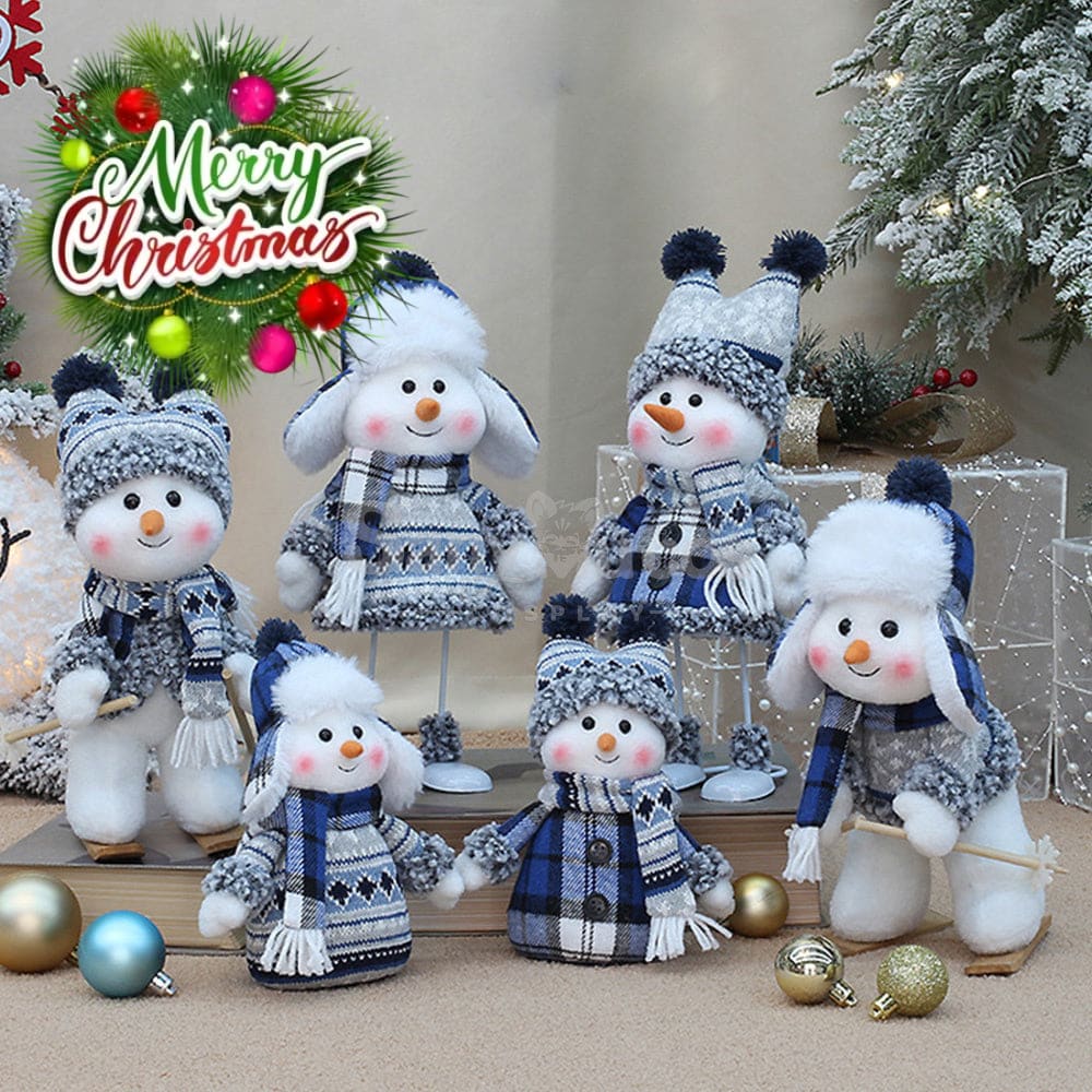 【In Stock】Christmas Decoration Blue Fabric Doll Cute Ski Snowman Cosplay Prop