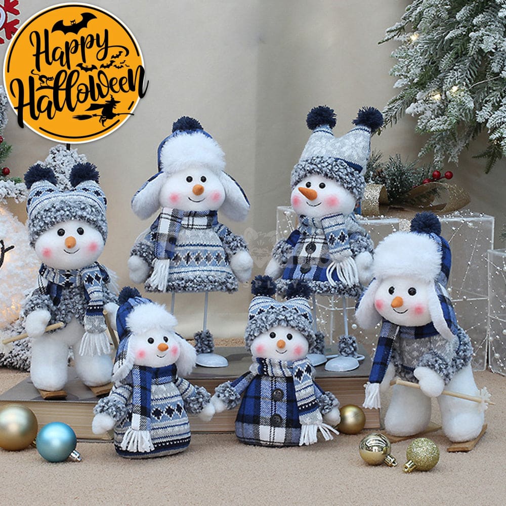 【In Stock】Christmas Decoration Blue Fabric Doll Cute Ski Snowman Cosplay Prop