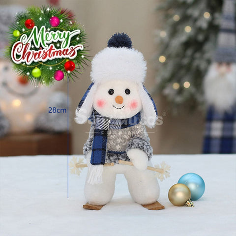 【In Stock】Christmas Decoration Blue Fabric Doll Cute Ski Snowman D Cosplay Prop