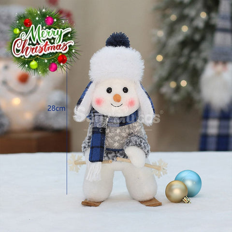 【In Stock】Christmas Decoration Blue Fabric Doll Cute Ski Snowman D Cosplay Prop